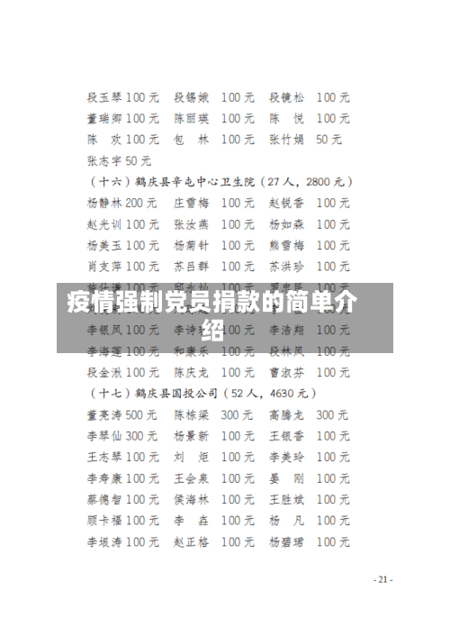 疫情强制党员捐款的简单介绍