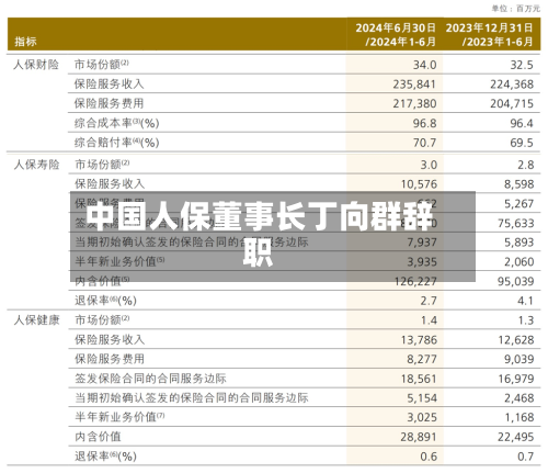 中国人保董事长丁向群辞职