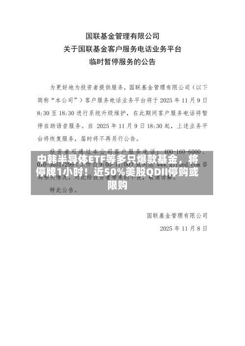 中韩半导体ETF等多只爆款基金，将停牌1小时！近50%美股QDII停购或限购-第2张图片